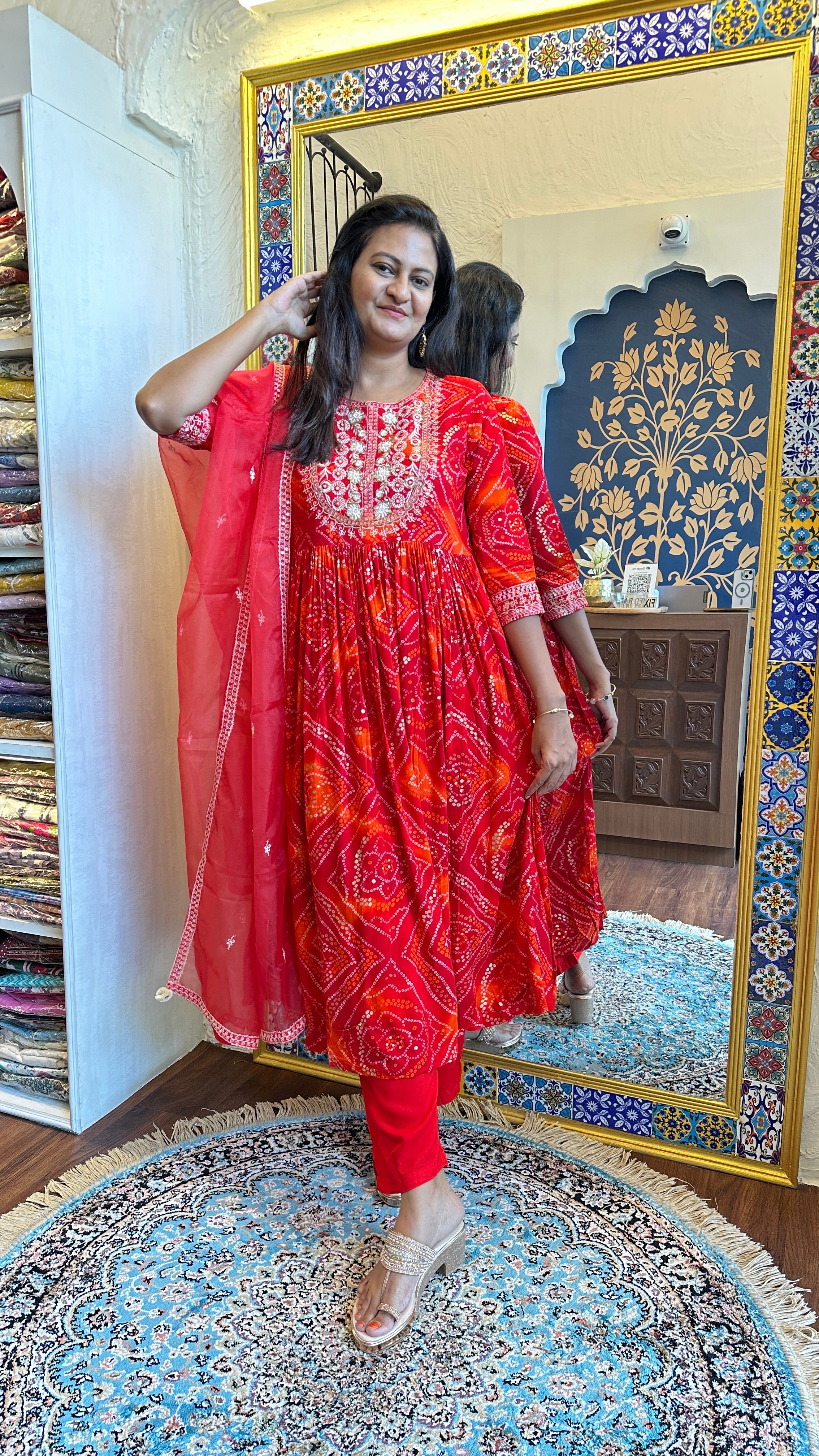 Gulmohar Bandhani Anarkali Set (Copy)