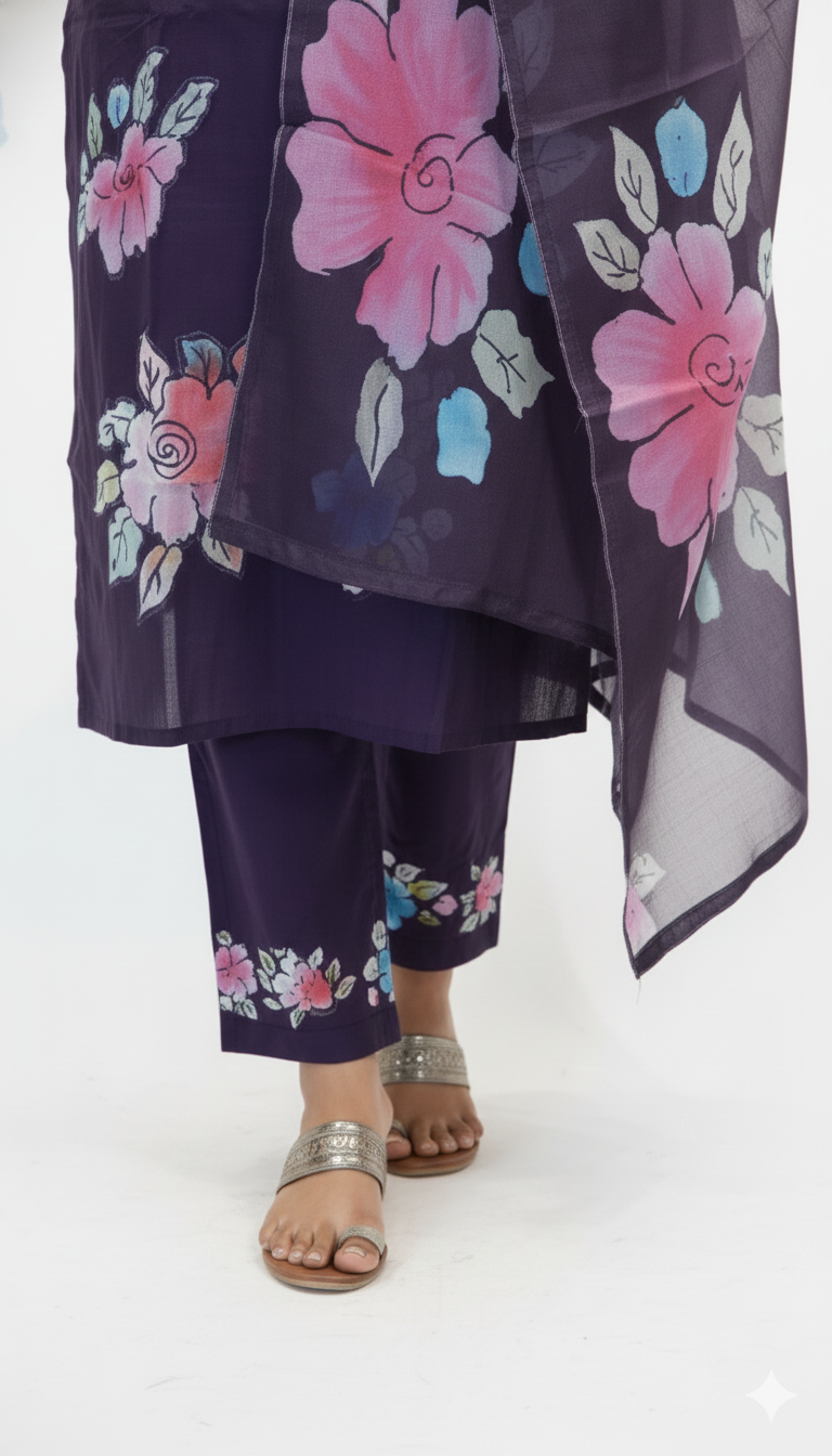 Aura Floral Hand-Painted Suit