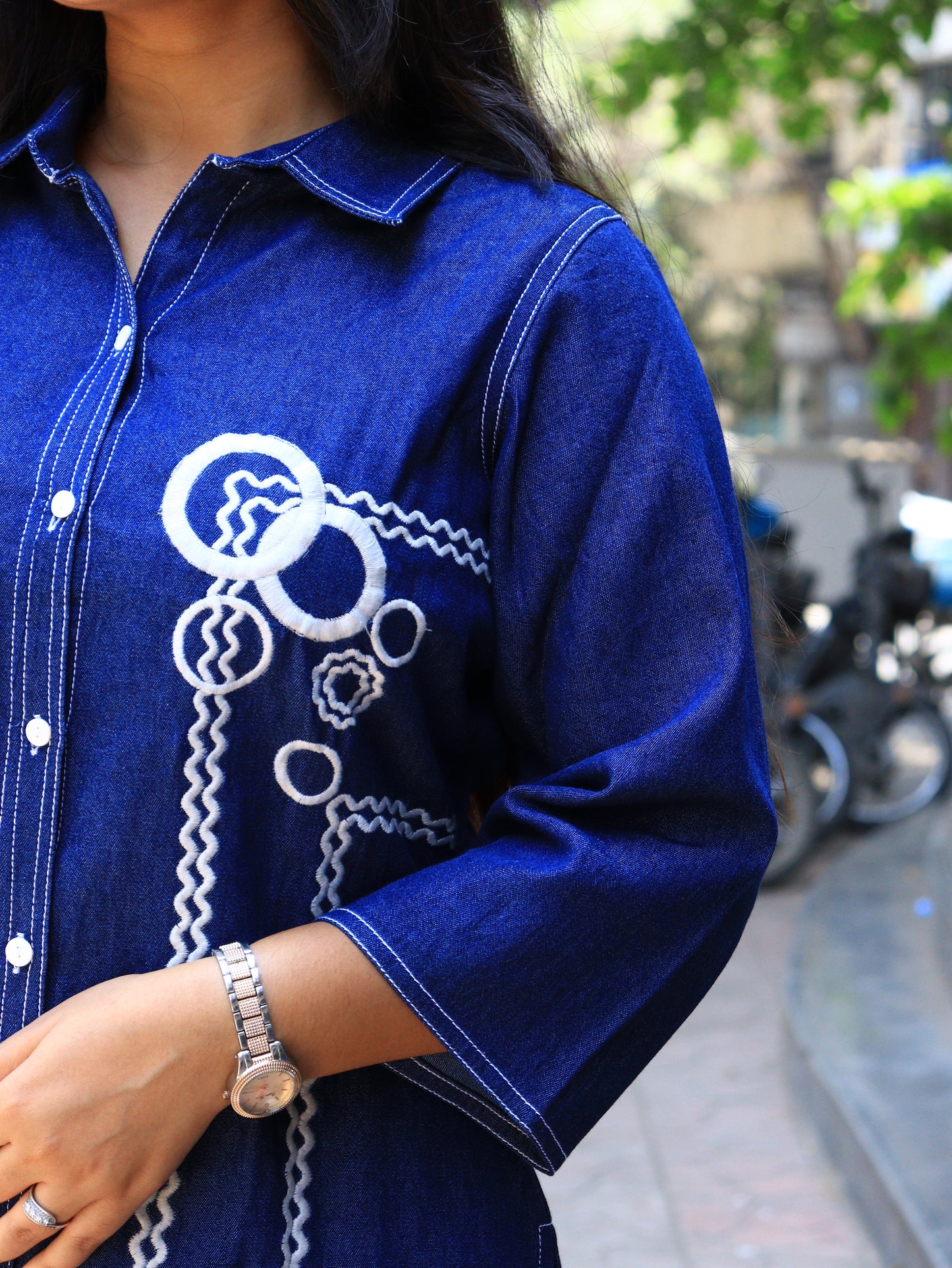 Indigo Denim Embroidered Co-ord Set
