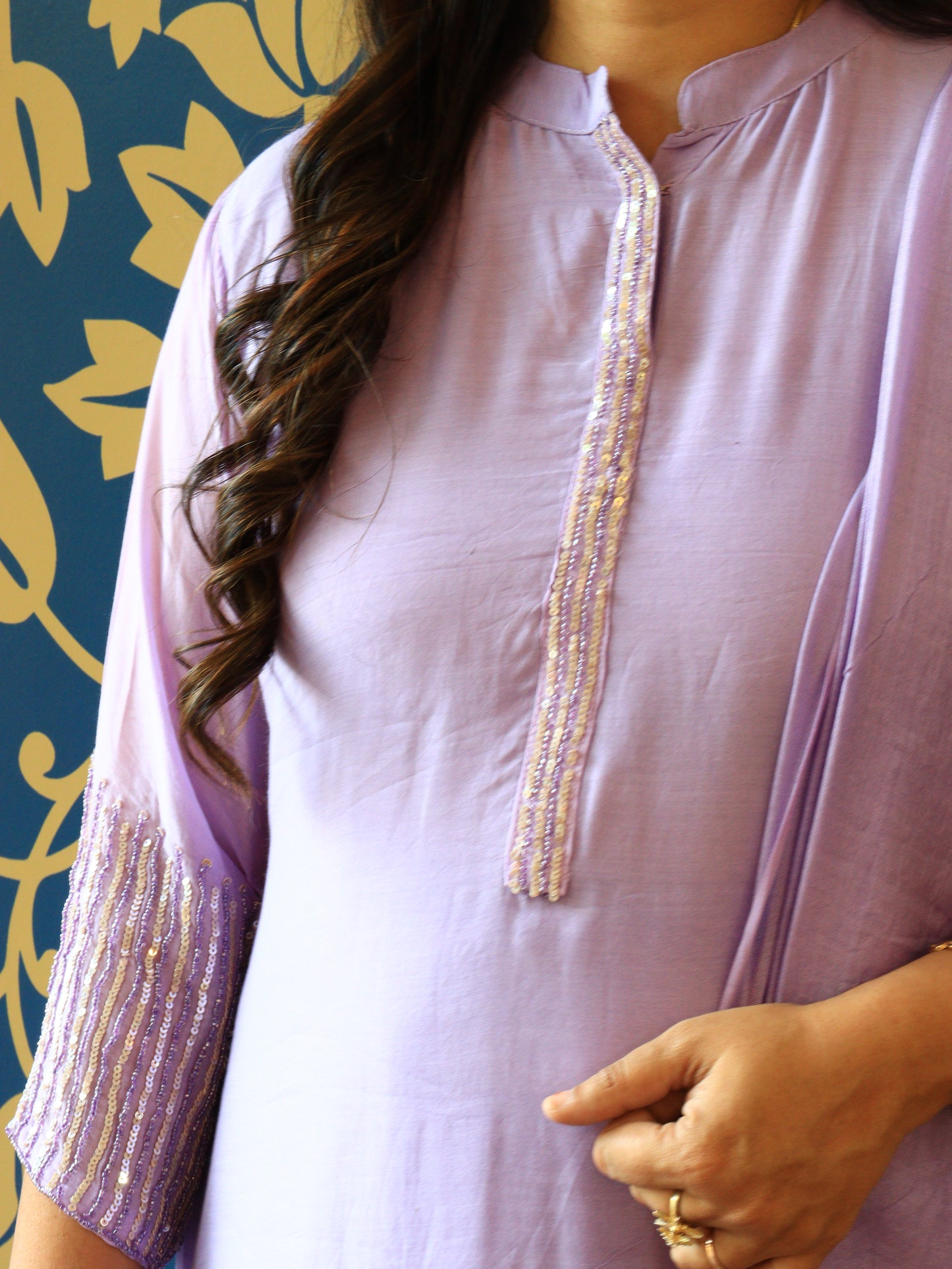Lavender Shine Straight-Fit Kurta Set