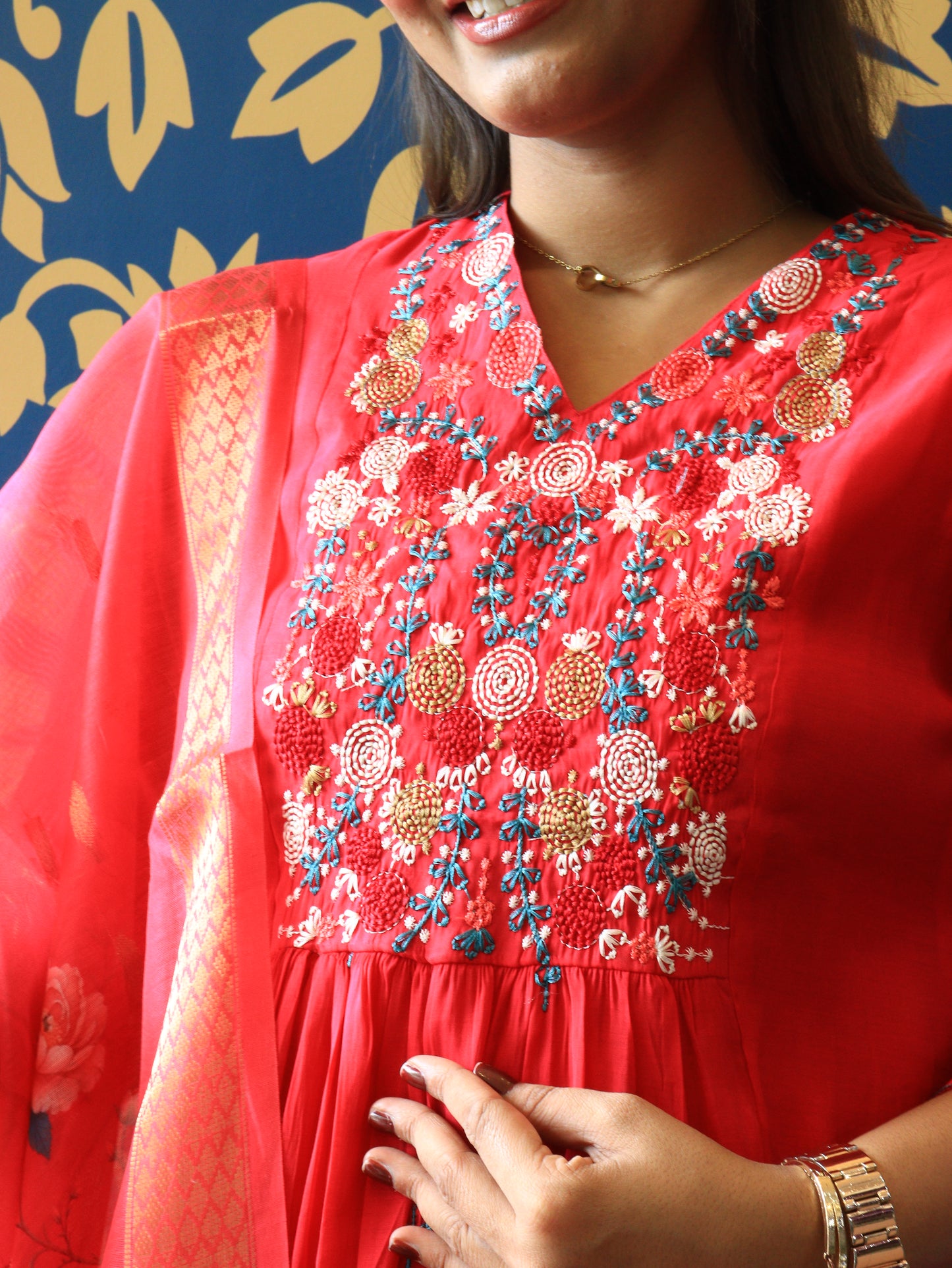 Floral Threadwork Kurta Set