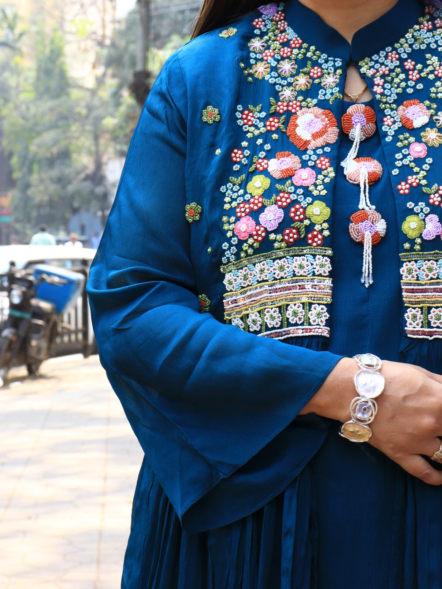 Hand-Embroidered Floral Yoke Kurta Set