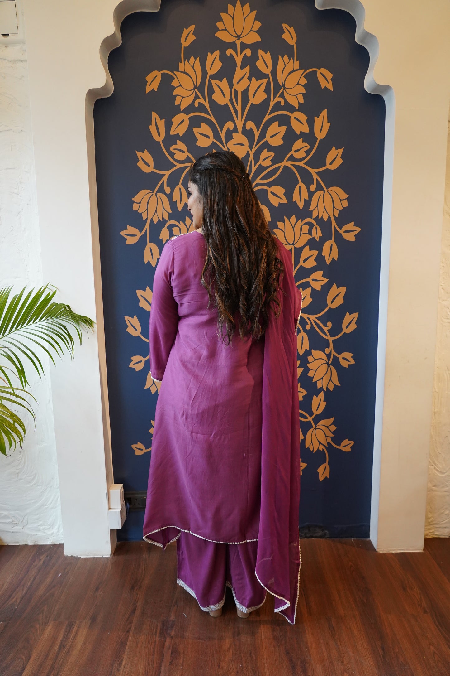 Royal Plum Hand-Embroidered Suit Set