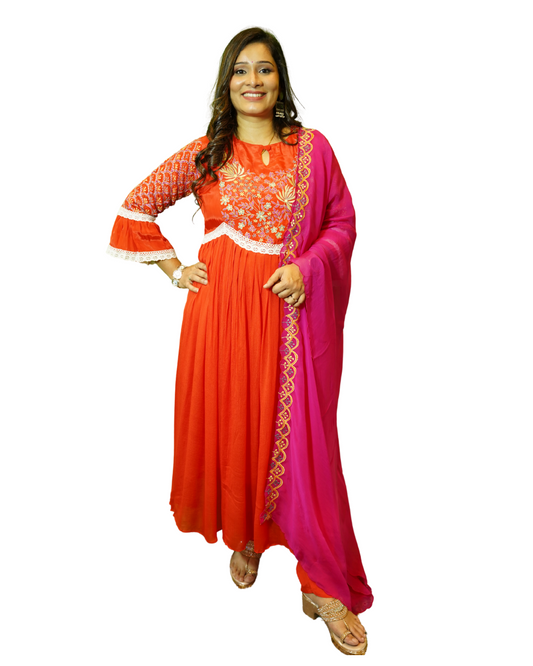 Sunset Bloom Anarkali