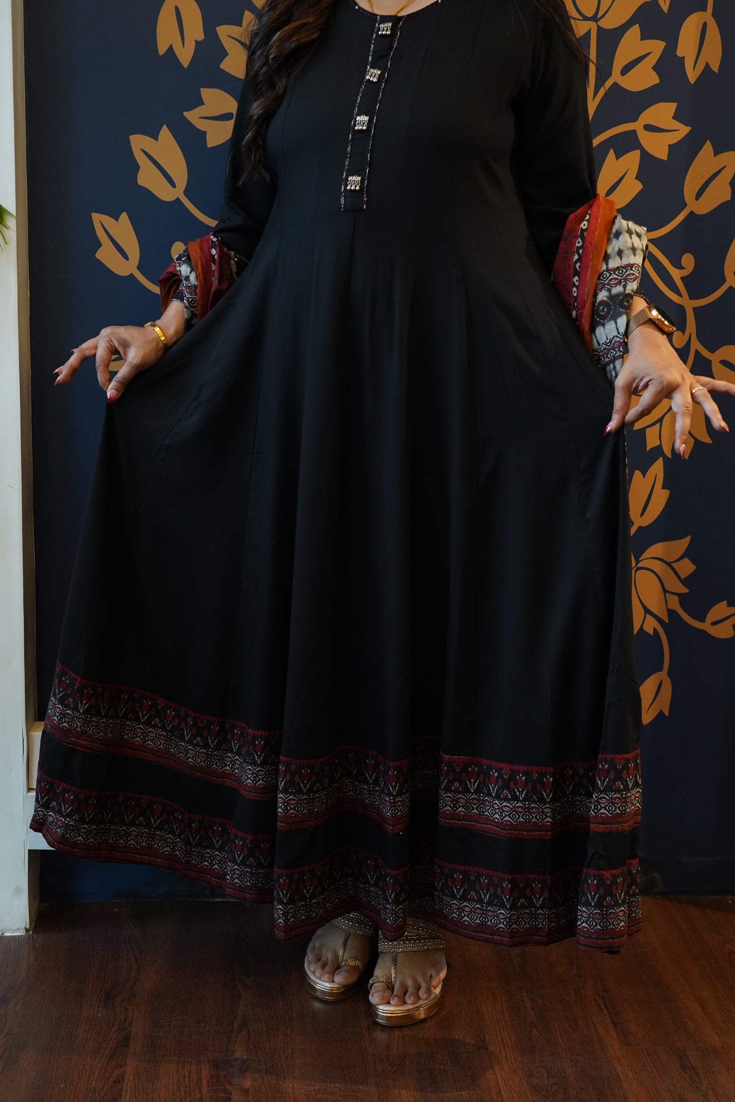 Midnight Elegance Black Anarkali Set