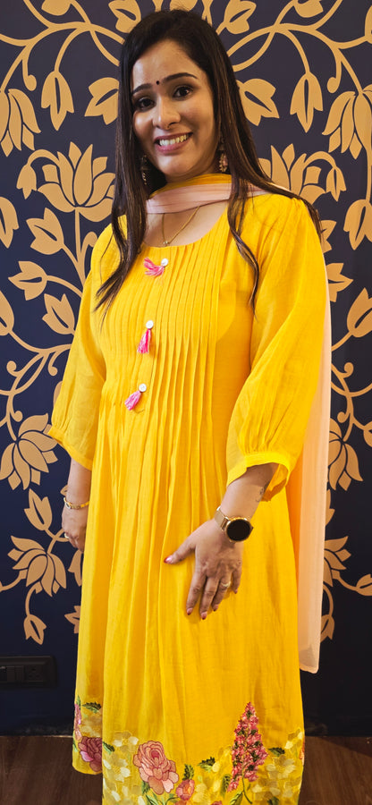 Sunshine Bloom Cotton Kurta Set