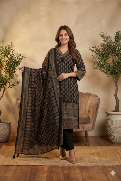 The Midnight Bagh Block-Print Suit Set
