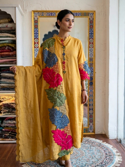 The Iris Bloom Hand-Embroidered Scallop Set