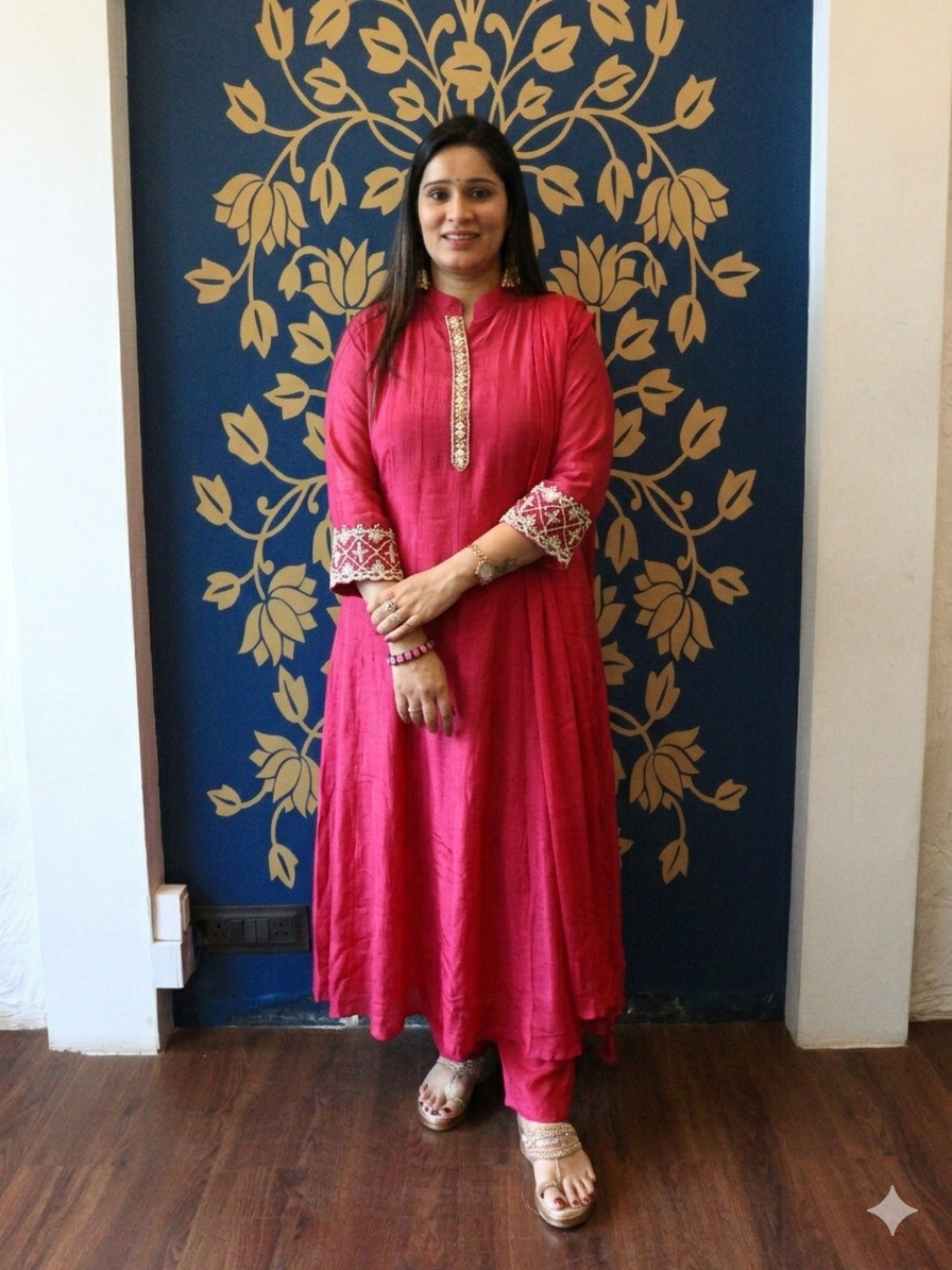 Zari-Work Silk Anarkali Set