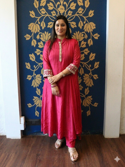 Zari-Work Silk Anarkali Set