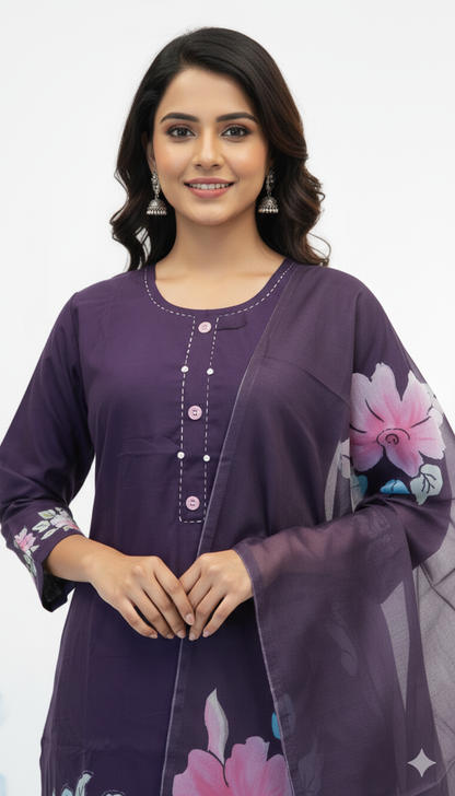 Aura Floral Hand-Painted Suit