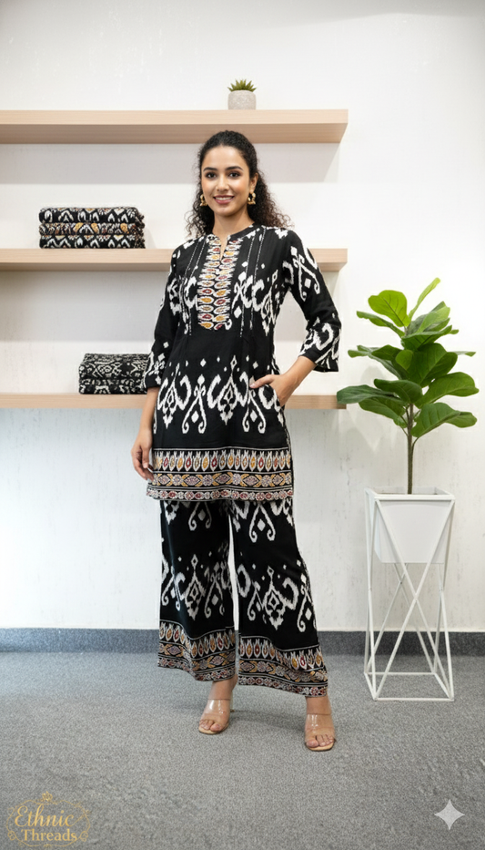 Geometric Ikat Tunic and Palazzo Set