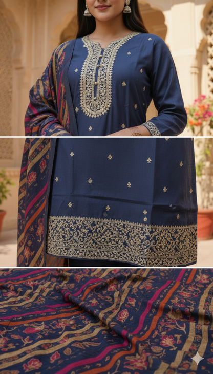 The Sapphire Regalia Embroidered Kurta Set