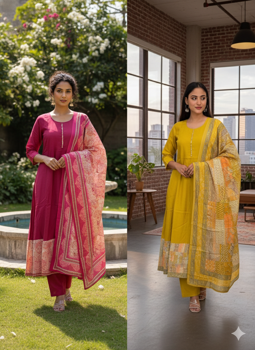 The Aura Collection: Handcrafted Bordered Anarkalis