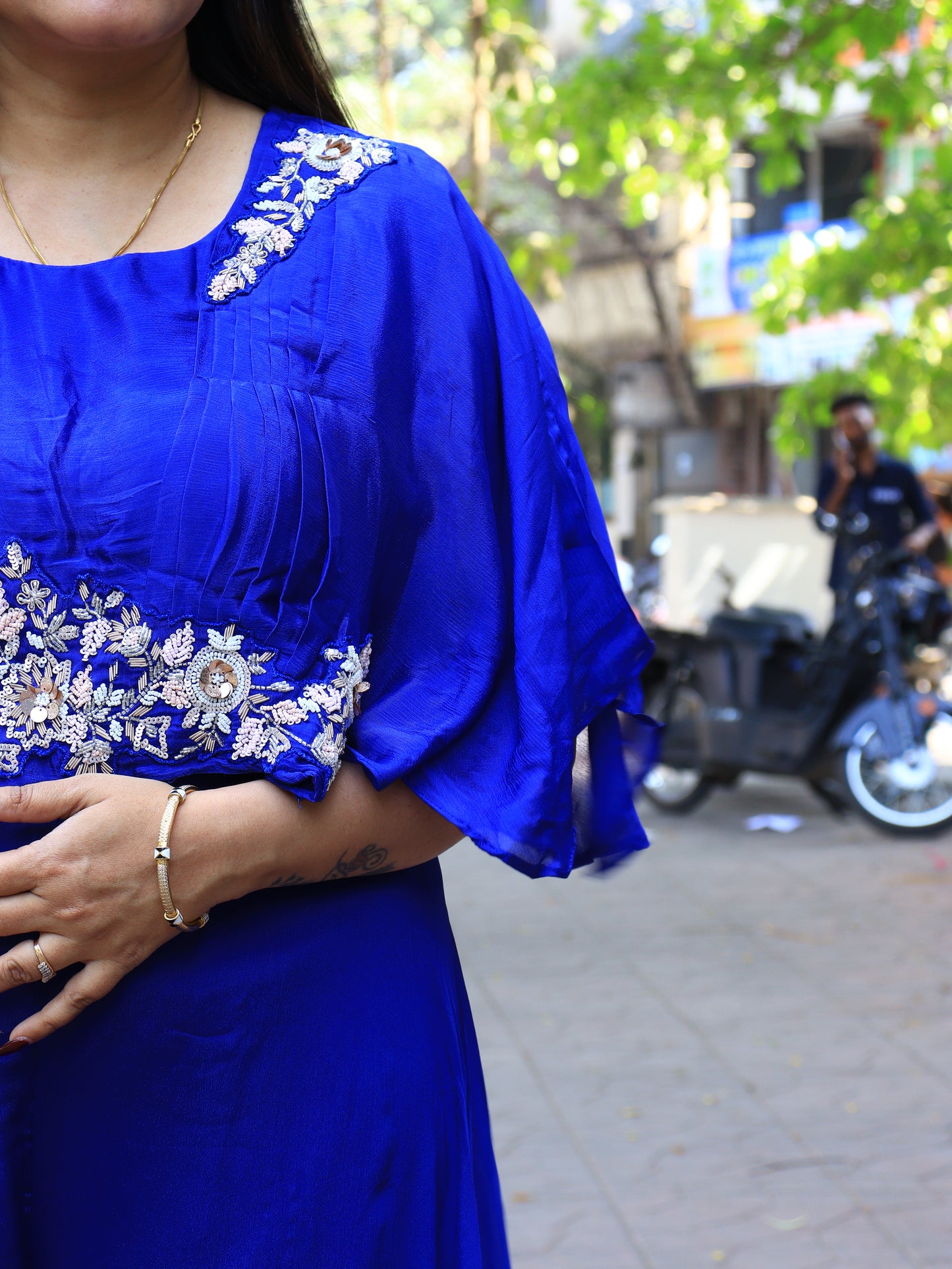 Royal Azure & Scarlet Cape Indo-Western