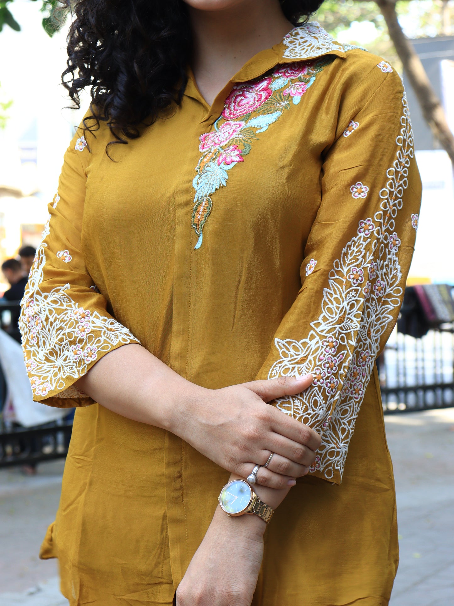 Mustard Bloom Embroidered Co-Ord Set