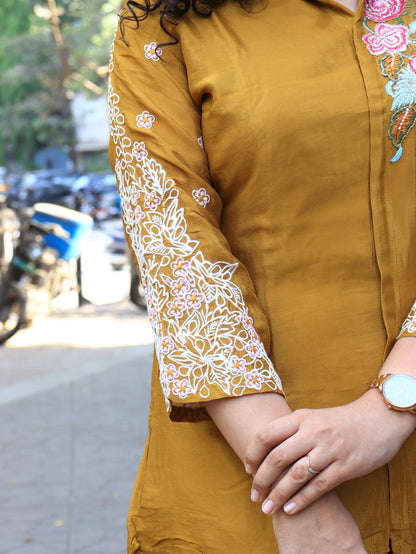 Mustard Bloom Embroidered Co-Ord Set