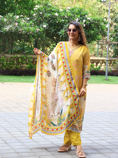 Golden Harvest Chignon Silk & Crepe Suit Set