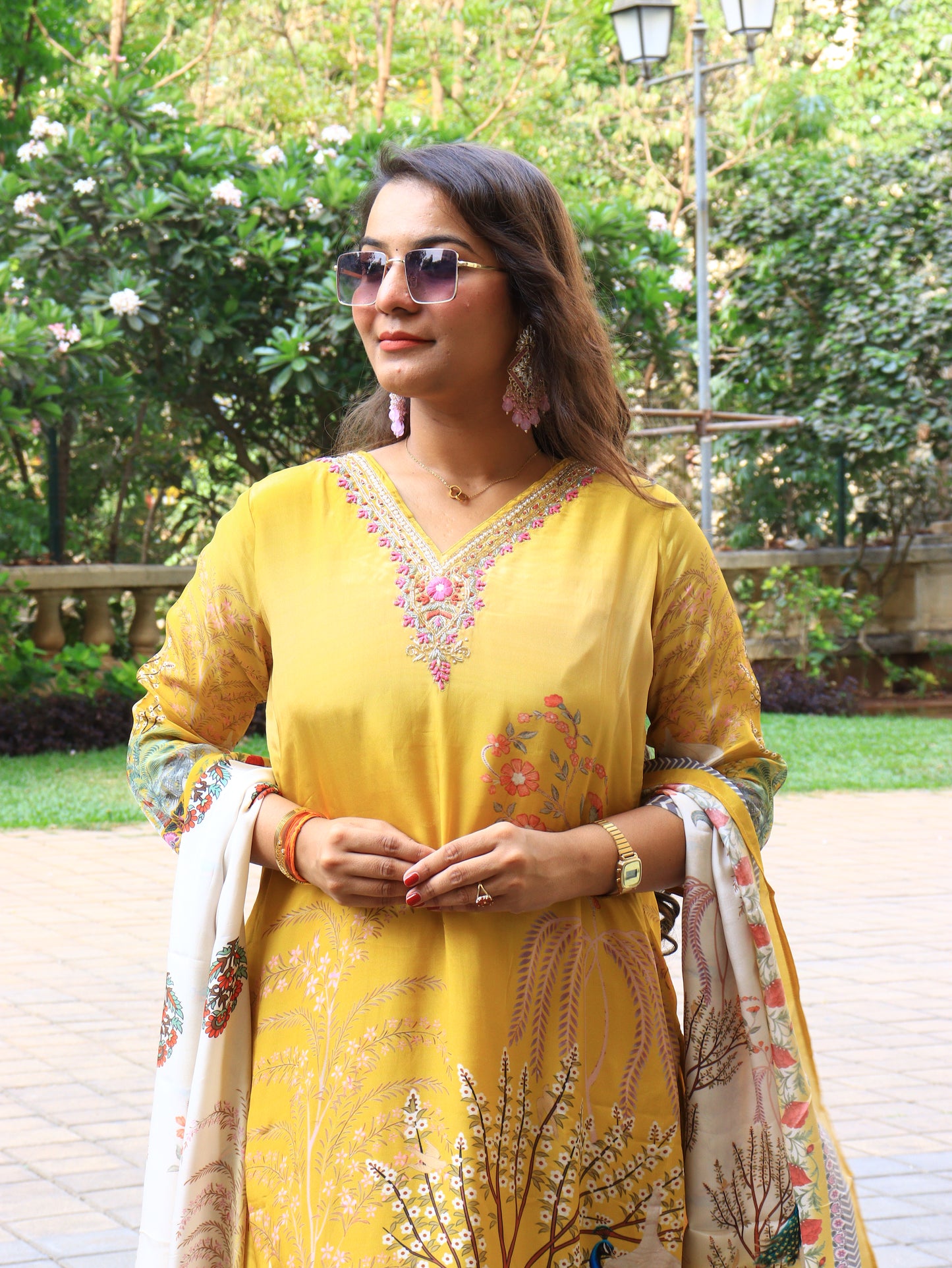 Golden Harvest Chignon Silk & Crepe Suit Set