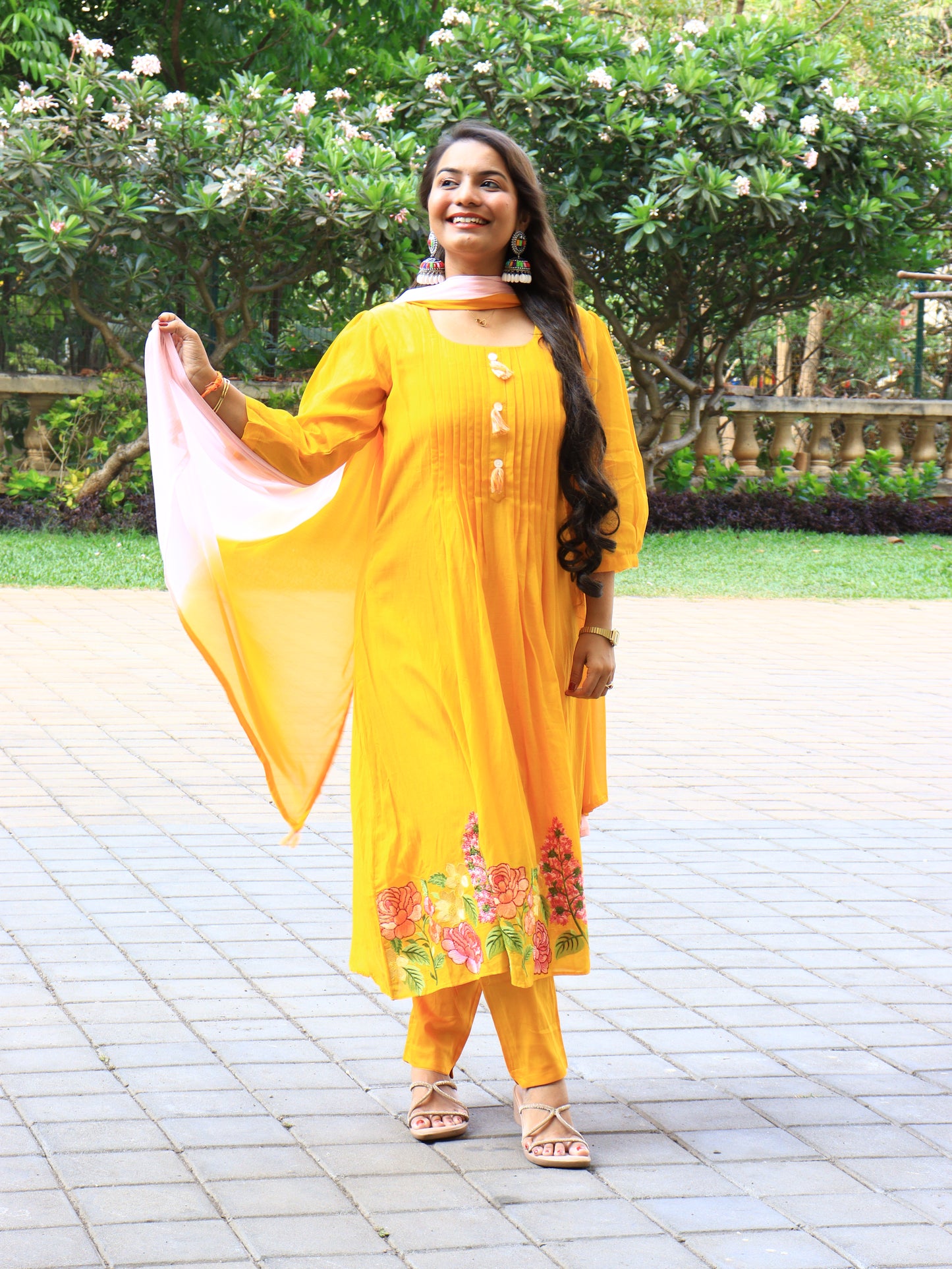 Sunshine Bloom Cotton Kurta Set