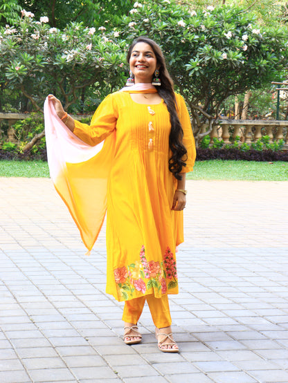 Sunshine Bloom Cotton Kurta Set