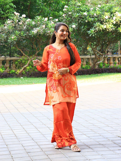 Saffron Mirror-Work Digital Print Co-ord
