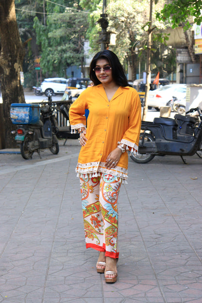 Marigold Tassel Tunic & Kaleidoscope Palazzo Set