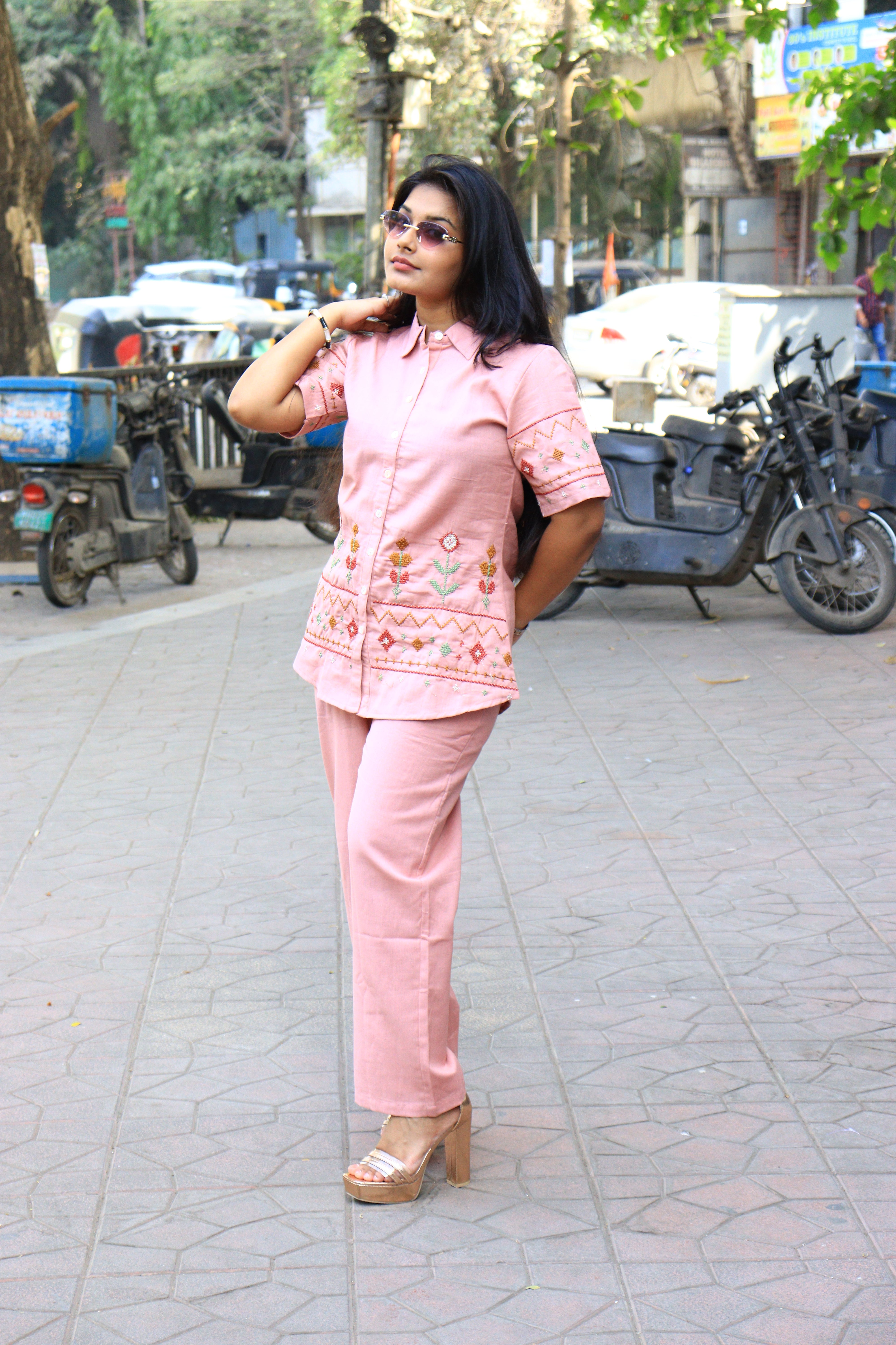 Blush Rose Embroidered Co-ord Set