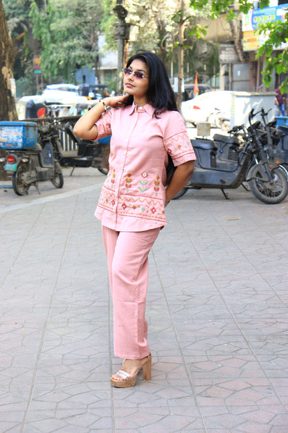 Blush Rose Embroidered Co-ord Set