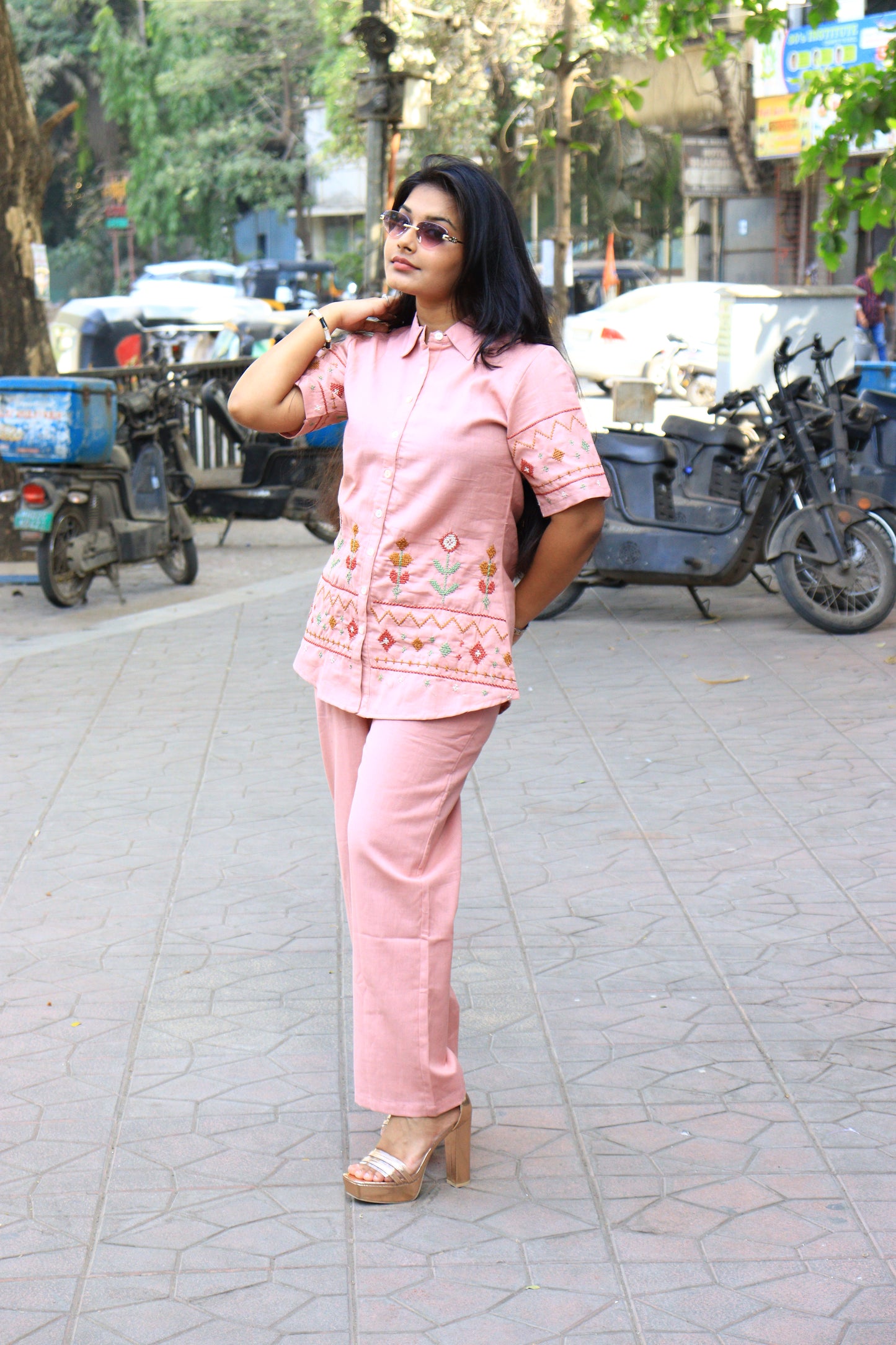 Blush Rose Embroidered Co-ord Set