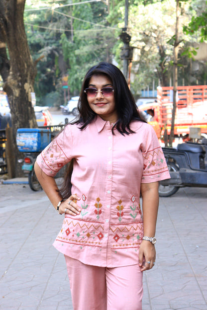 Blush Rose Embroidered Co-ord Set