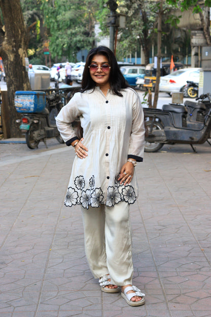 Floral Cutwork Indo-Western Co-ord Set
