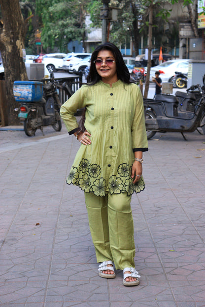 Floral Cutwork Indo-Western Co-ord Set