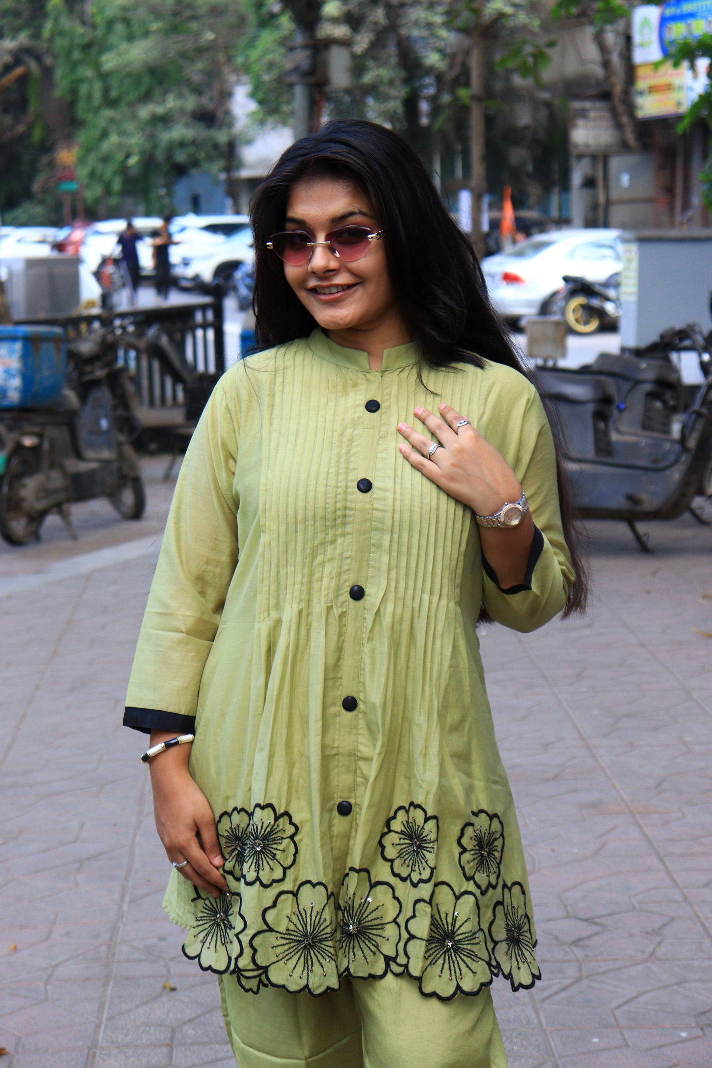 Floral Cutwork Indo-Western Co-ord Set