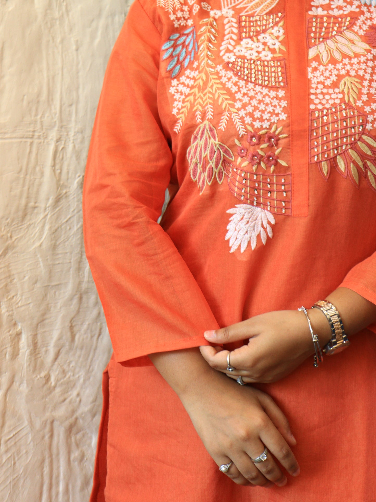 Hand-Embroidered Mul Chandheri Co-Ord Set