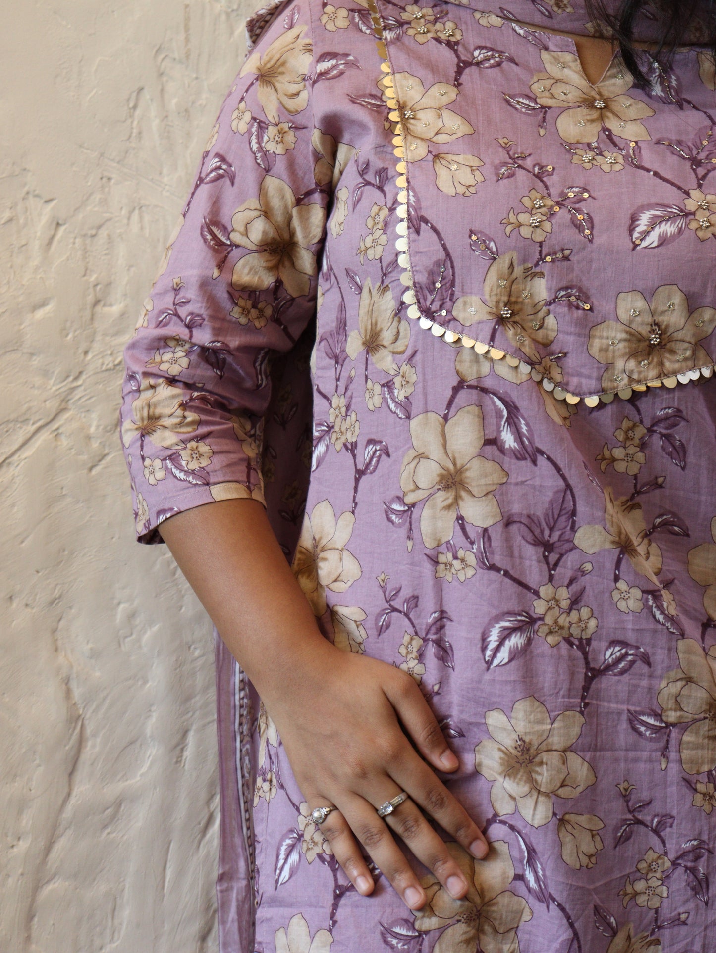 Mauve Floral Print Salwar Suit Set