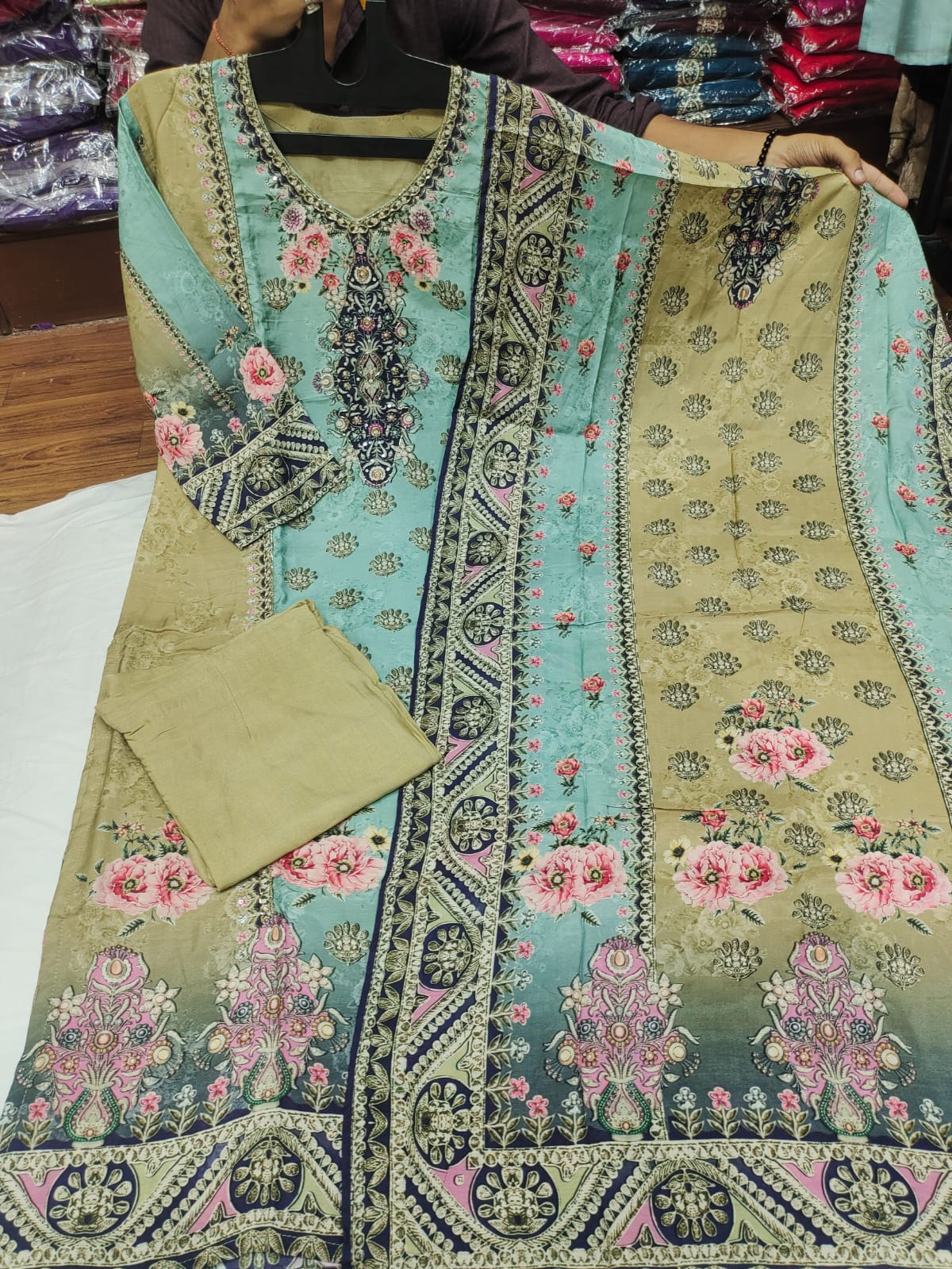 Pastel Floral Luxe Printed Suit Set