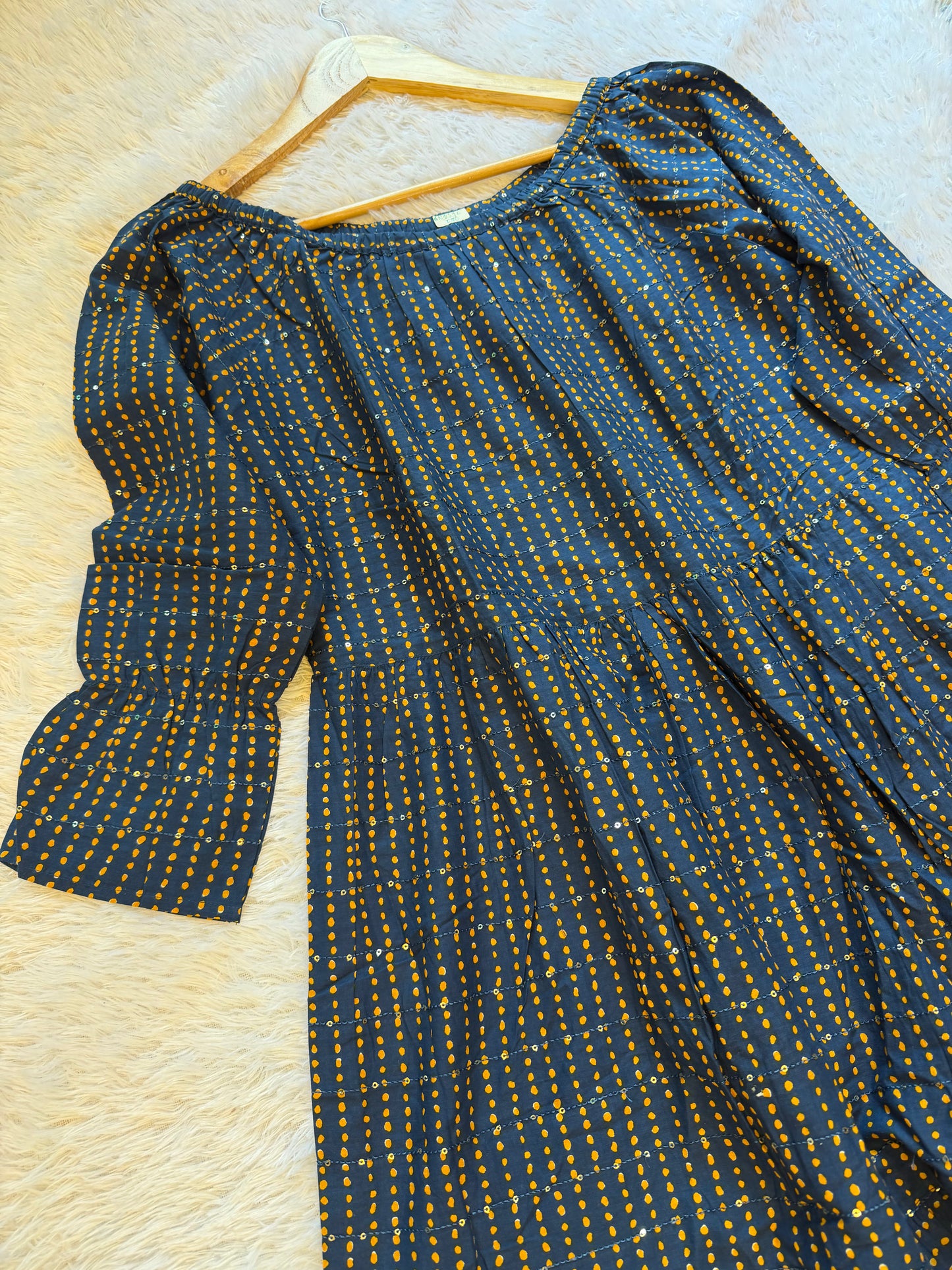 Sequence Embedded Blue Dress