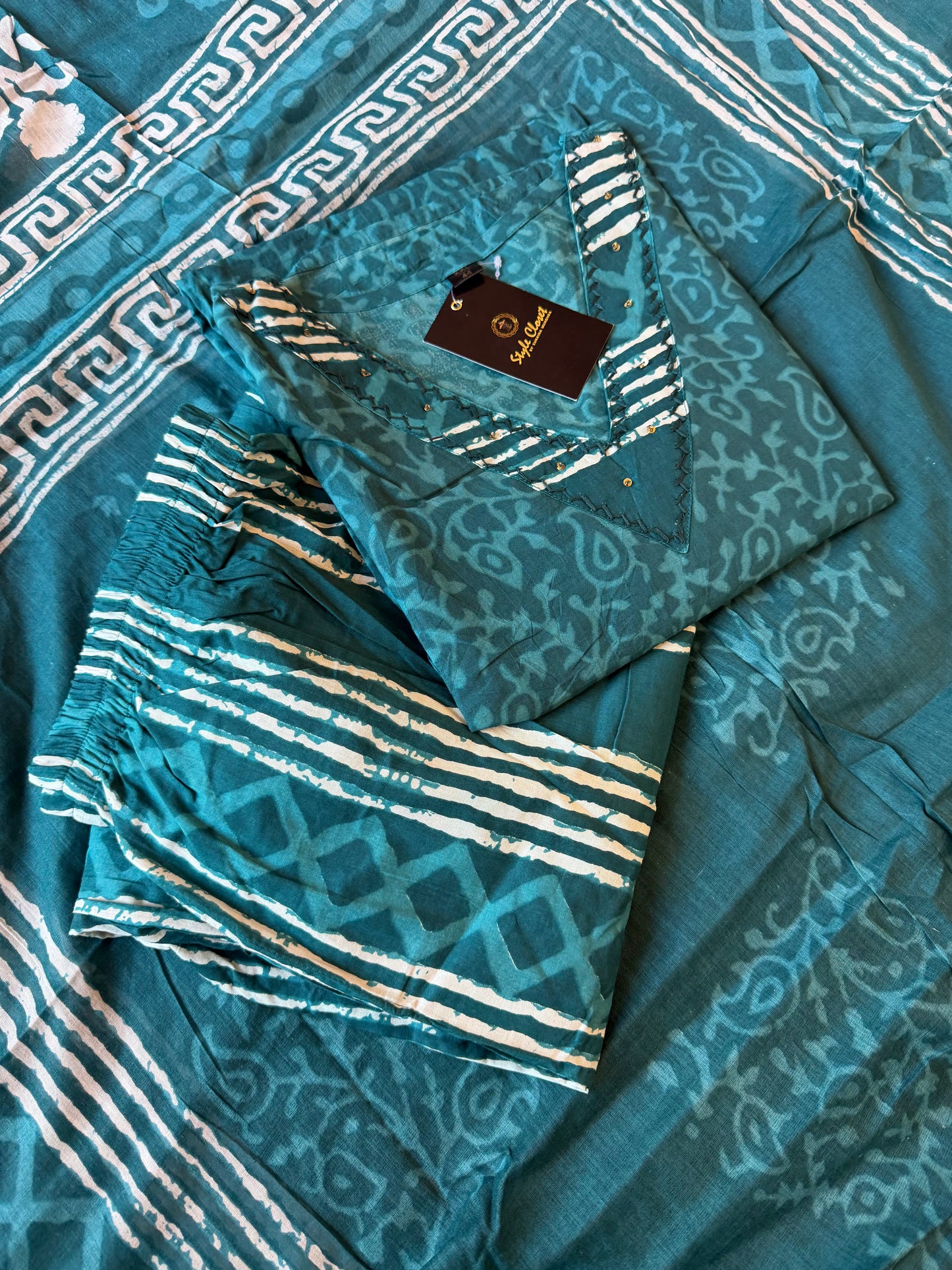 Indigo Purple Printed Kurta Pant Dupatta Set