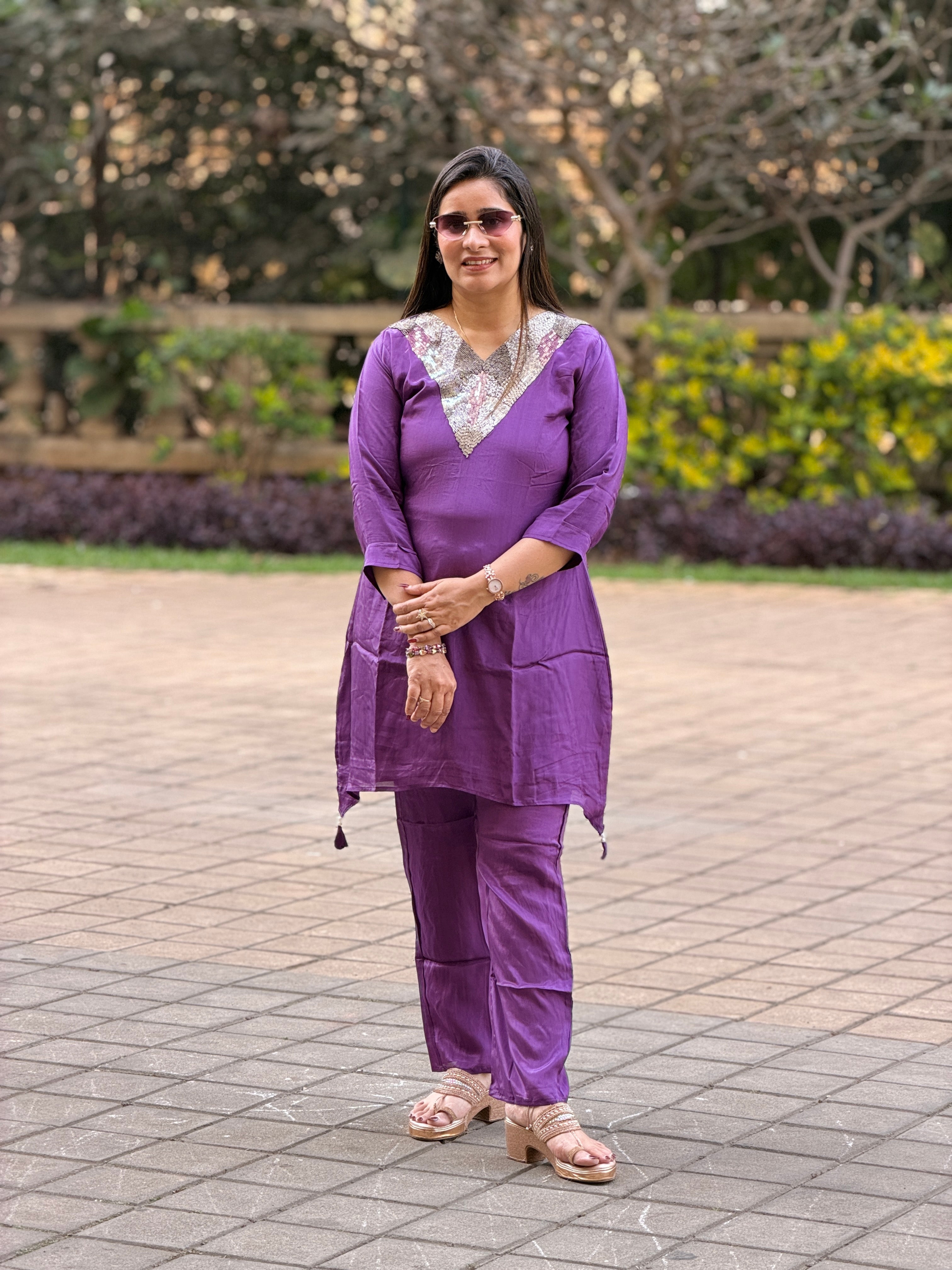 Glitz & Glam Hand-Embellished Silk Co-ord Set