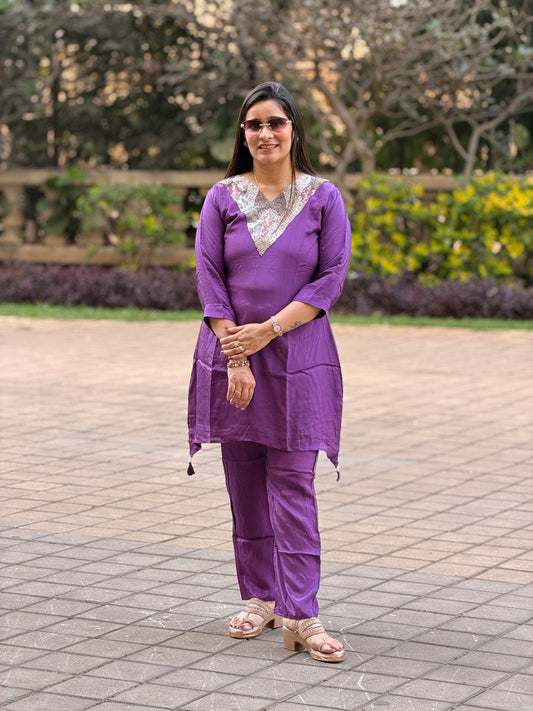 Glitz & Glam Hand-Embellished Silk Co-ord Set