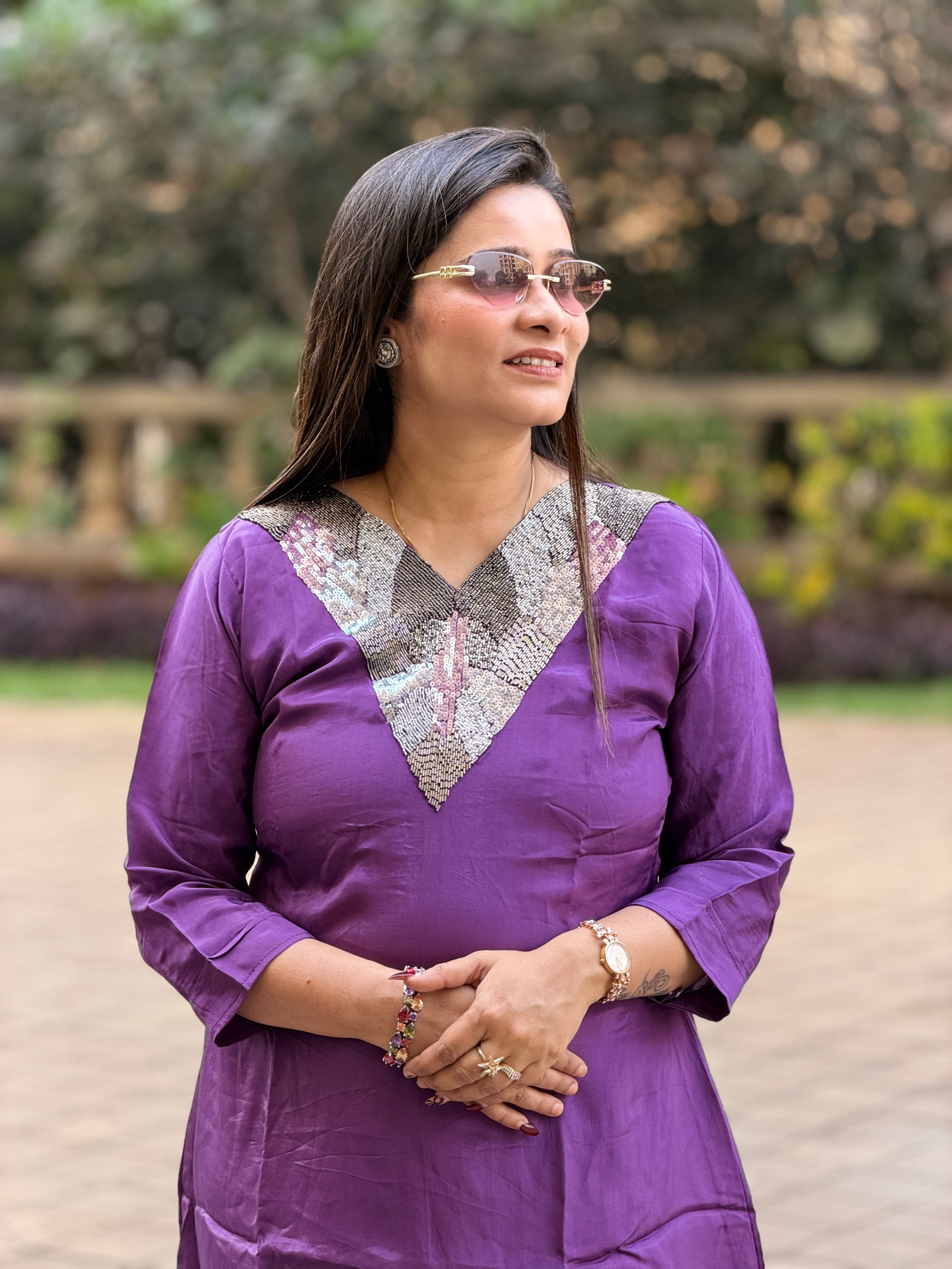 Glitz & Glam Hand-Embellished Silk Co-ord Set