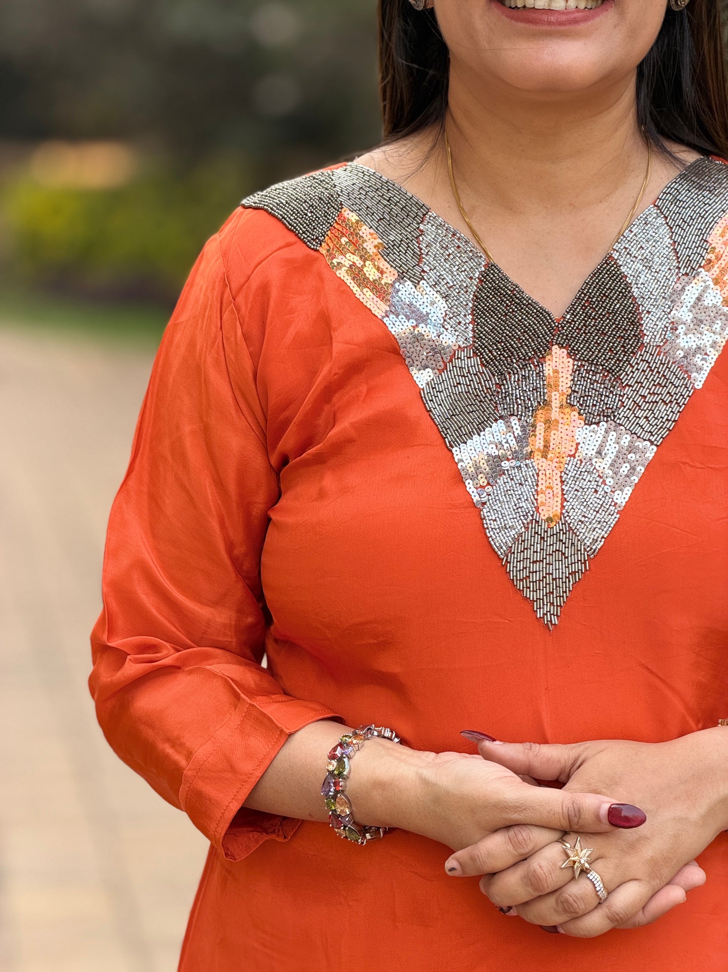 Glitz & Glam Hand-Embellished Silk Co-ord Set