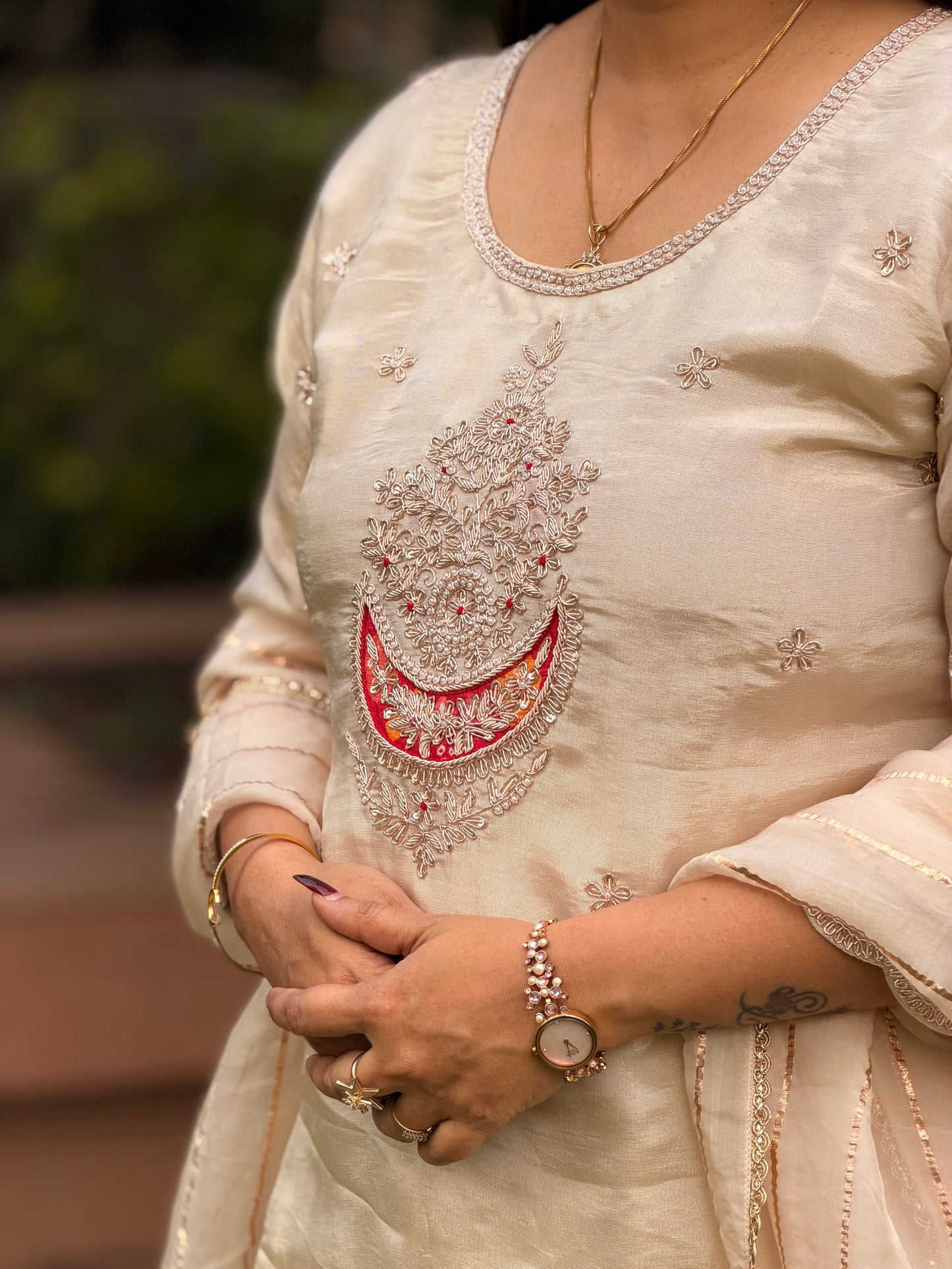 Elegant Zardozi work Kurta Palazzo Set with Dupatta