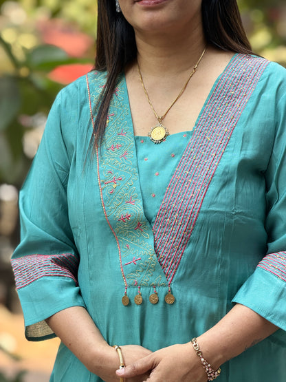 Aqua Blue Grace Kurta Pant Set