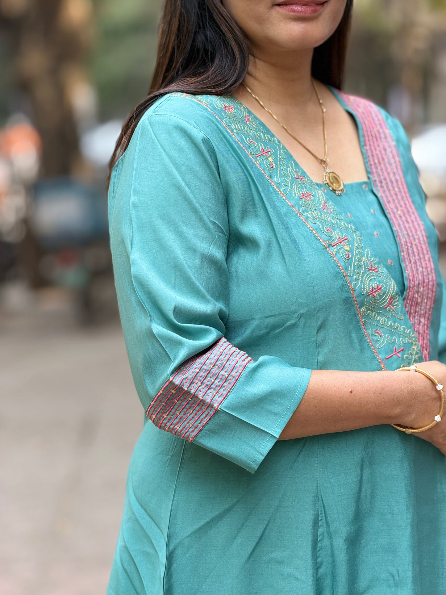 Aqua Blue Grace Kurta Pant Set