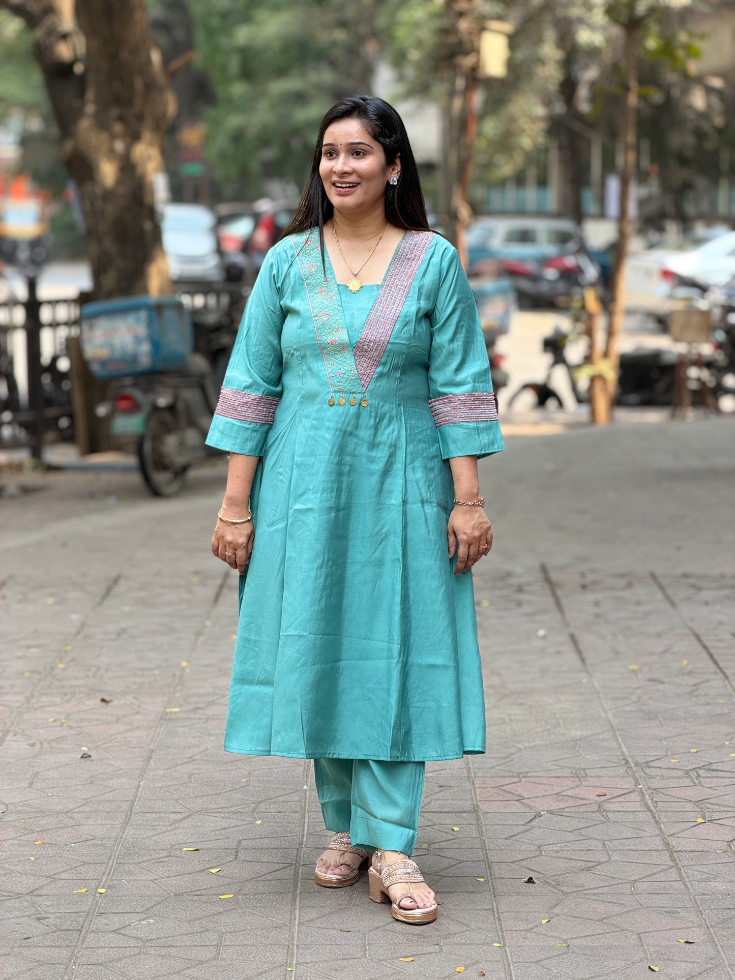 Aqua Blue Grace Kurta Pant Set