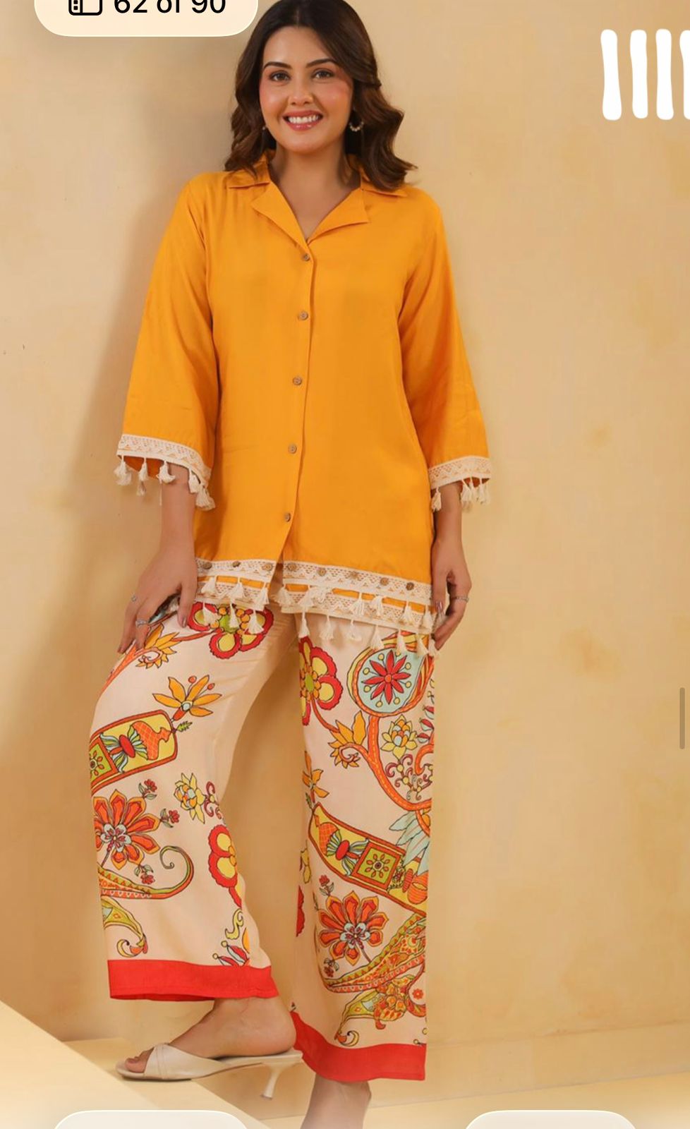 Marigold Tassel Tunic & Kaleidoscope Palazzo Set