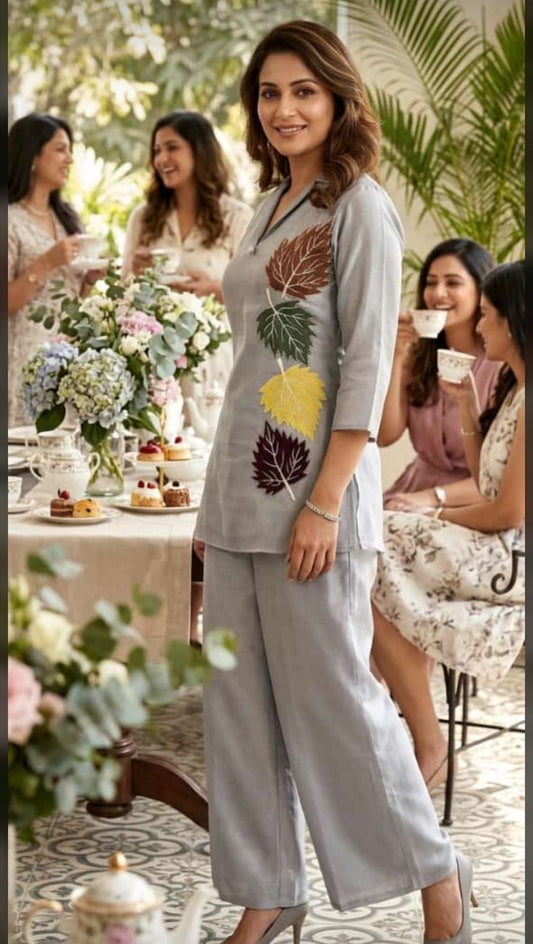 The Autumna Embroidered Tissue Coord Set