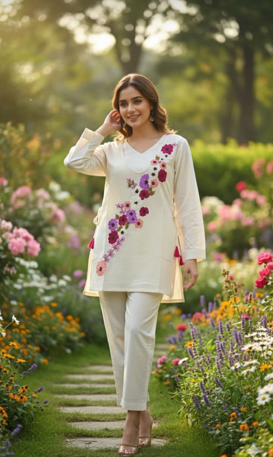 Ivory Bloom Jute Co-Ord Set